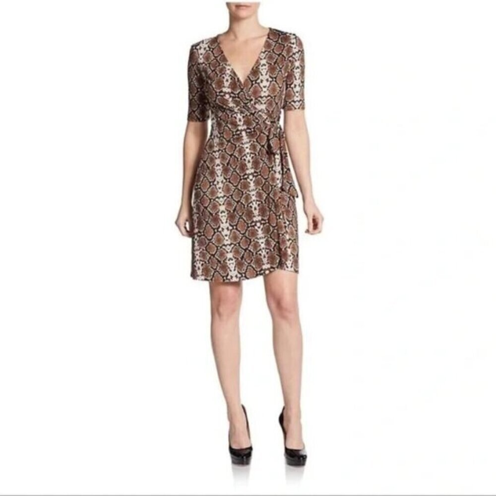 BCBGMaxazria Malena Snake Print Mini Wrap Dress XS